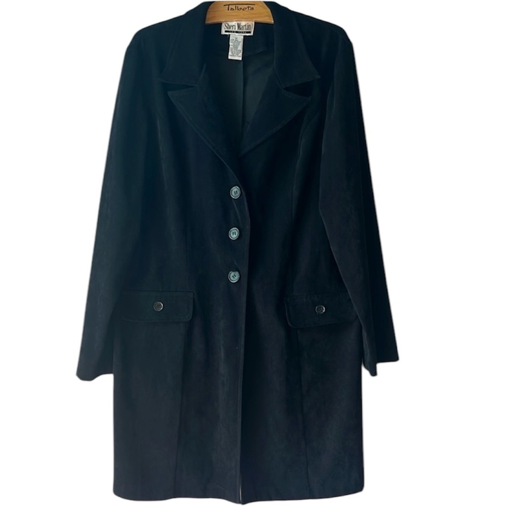 Vintage Sheri Martin suede‎ coat/blazer Black size 14 with buttons